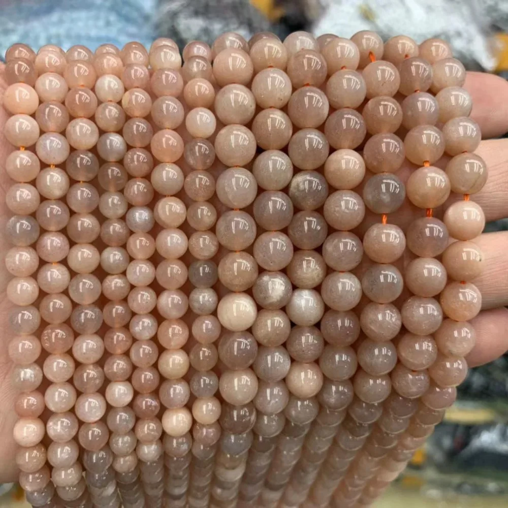 Круглые бусины из солнечного камня, натуральные бусины из драгоценных камней DIY, свободные бусины для изготовления ювелирных изделий, прядь 15 дюймов