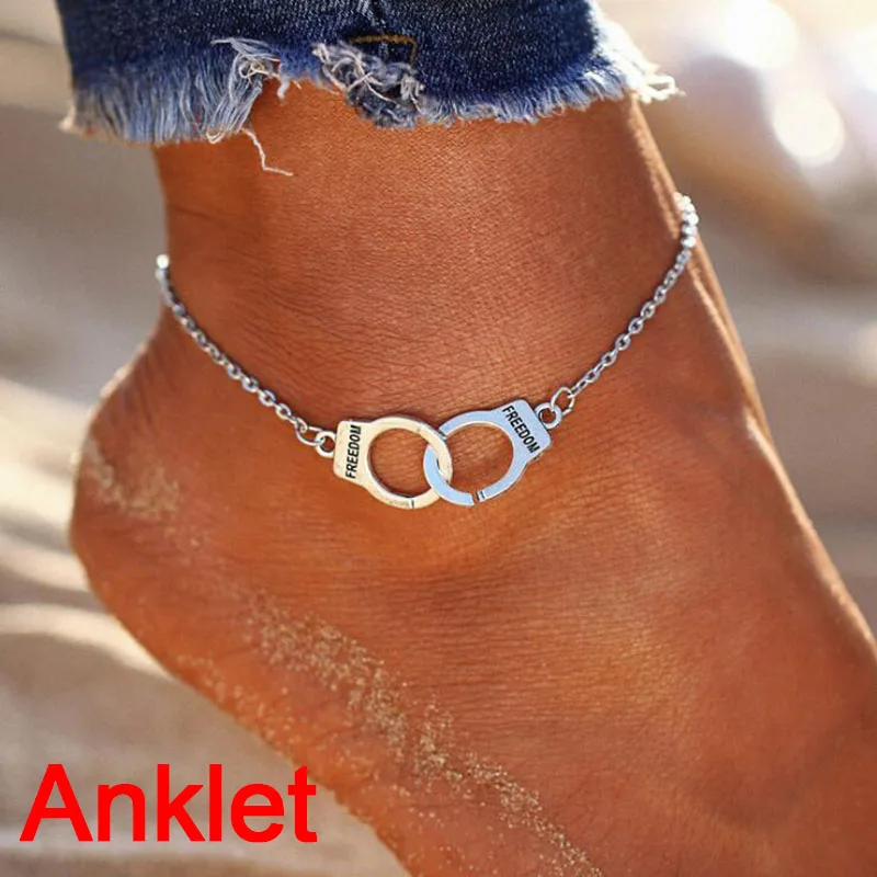 SL018 Silver SL018 Винтажный серебряный цвет, ножные браслеты для женщин и девушек, богемная Подвеска "наручники", ожерелье, браслет на лодыжку для мужчин и женщин, вечерние ювелирные изделия, подарок - Окраска металла: SL018 Silver