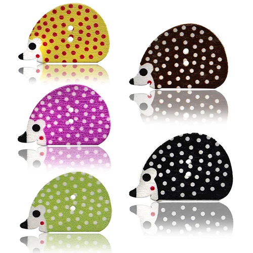 50 шт. деревянные пуговицы для шитья животных ежик 2 отверстия DIY ремесло