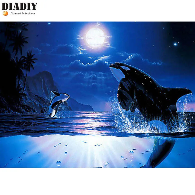 DIADIY Full Drill Square Diamond 5D DIY Painting&quotMonth of the sea&quotDiamond Embroidery Cross Stitch Rhinestone Mosaic Art | Дом и сад