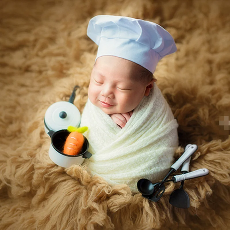 Newborn photography props baby photo shooting new born infant chef hat costume toddler picture girl boy fotografie accessories | Детская