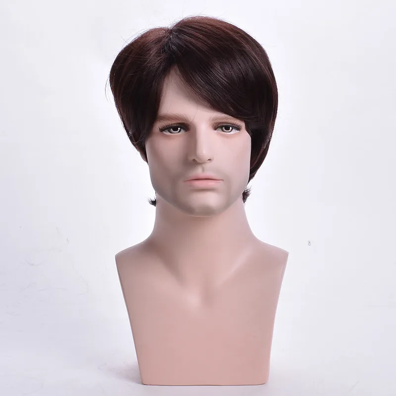 MSIWIGS короткие серебристо-серые Парики мужские короткие синтетические волосы парики прямые для мужчин
