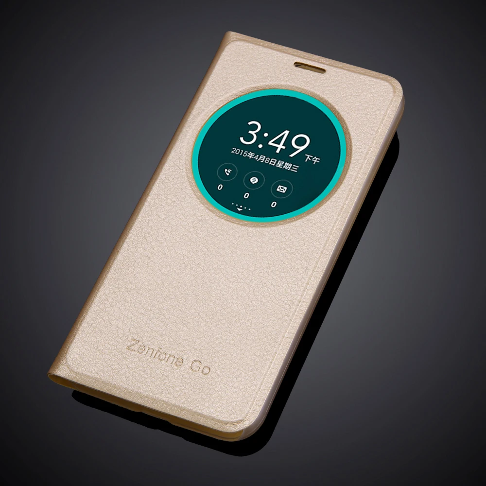 Круглый чехол с окошком обзора для ASUS Zenfone Go, флип-чехол из ПУ кожи для ASUS Zenfone go, 5,0 дюймов, ZB500KL, ZB500KG
