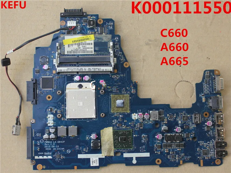 KEFU LA-6843P MB K000111550 для toshiba c660 c660D Материнская плата ноутбука DDR3 100% тестирование |