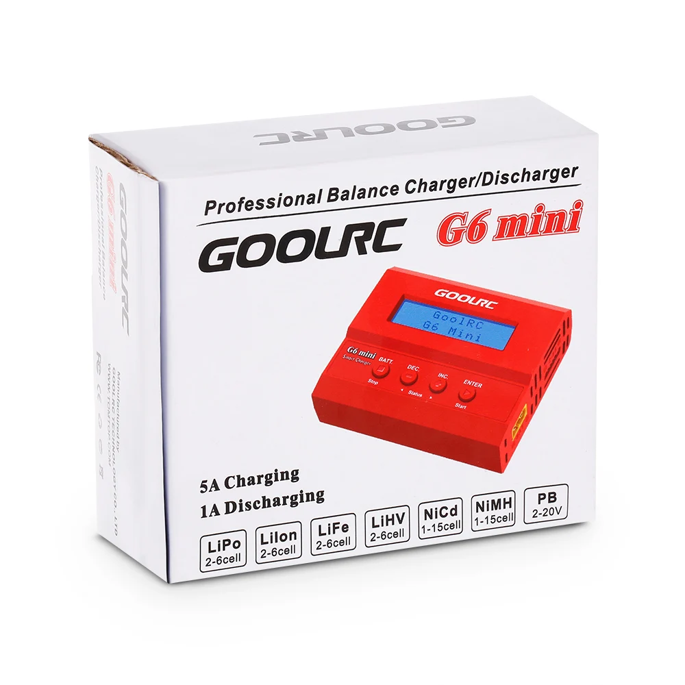 GoolRC G6 Мини Профессиональный аккумулятор баланс зарядное устройство Dis зарядное устройство для RC вертолет беспилотный самолет LiHV LiPo LiIon LiFe NiCd NiMH