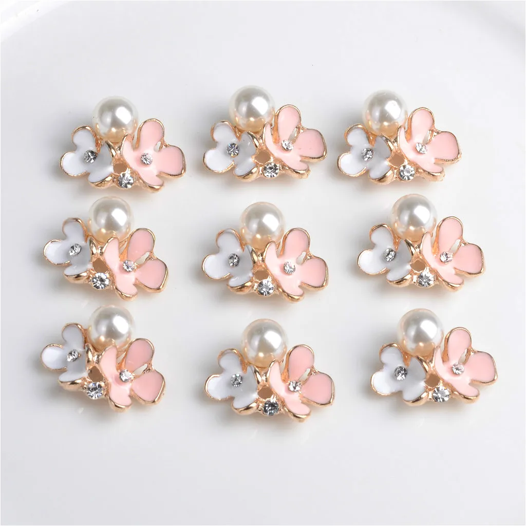 10X перламутровые пуговицы в виде цветов с плоской задней частью для свадебного