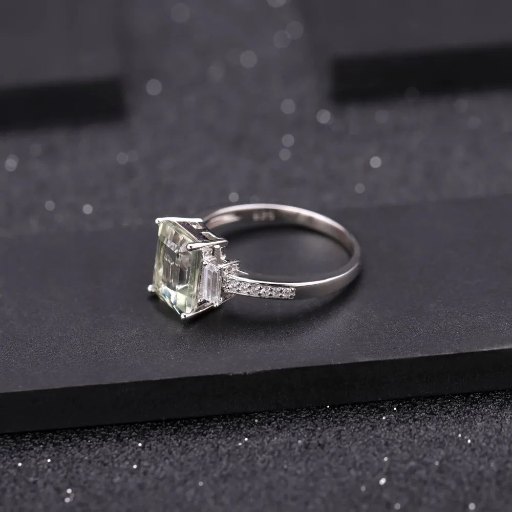 Gem's Ballet, новинка, 2.05Ct, натуральный зеленый аметист, обручальное кольцо, кольцо, 925 пробы, серебро, прямоугольные кольца, хорошее ювелирное изделие для женщин, подарок