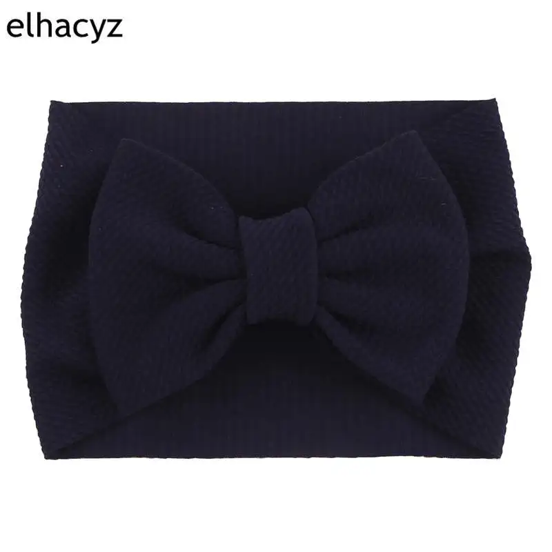 15 New Arrival Turban Popular 5'' Big Hair Bow Headband For Girls Headwrap Textured Fabric Elastic Kids DIY Hair Accessories - Цвет: 15