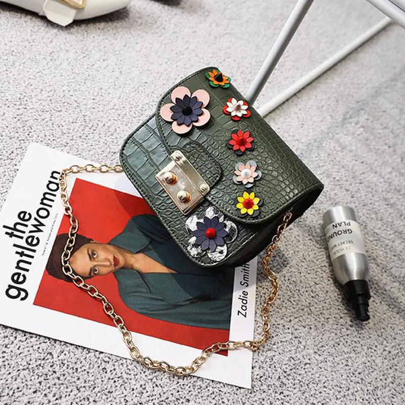 Новинка 2017 года Для женщин Сумки через плечо Модные Цвет цветок Дизайн на Цепи