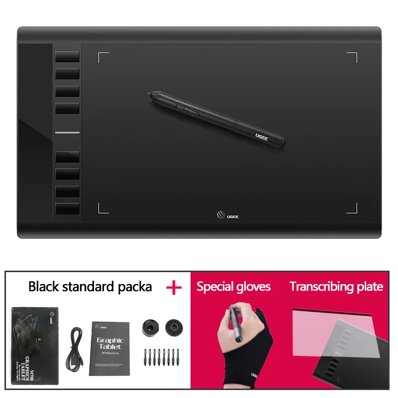 Discount package UGEE M708, 8192 уровней, графический планшет для рисования, цифровой планшет, фирменный блокнот, ручка для рисования, для написания, профессиональный дизайн, wacom - Цвет: Discount package