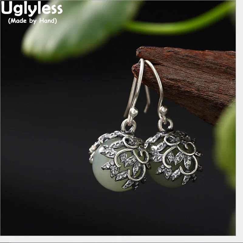 Нефритовые Шары с неглицей S из натурального серебра женские серьги подвески