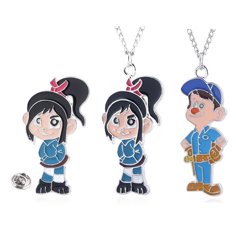 Новые Аниме Wreck It Ральф Феликс Vanellope Necklac милый мультфильм рисунок эмаль