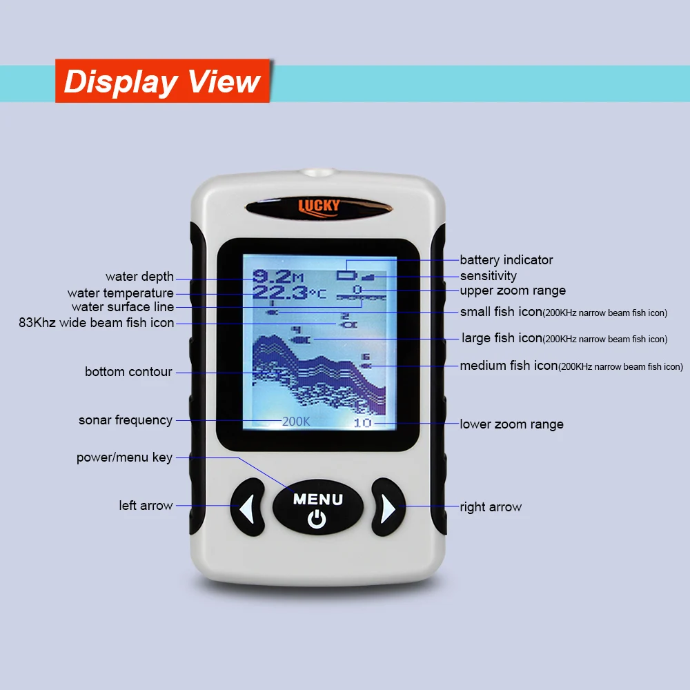 LUCKY FF718D-Ice 2 &quotLCD Портативный рыболокатор Открытый 200 кГц/83 кГц двойной