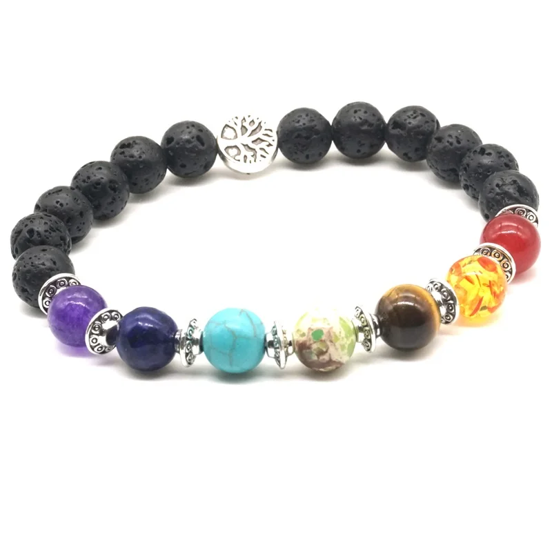 8 мм Лава камень квадратное Древо Жизни 7 Чакра исцеляющий баланс бусины рейки