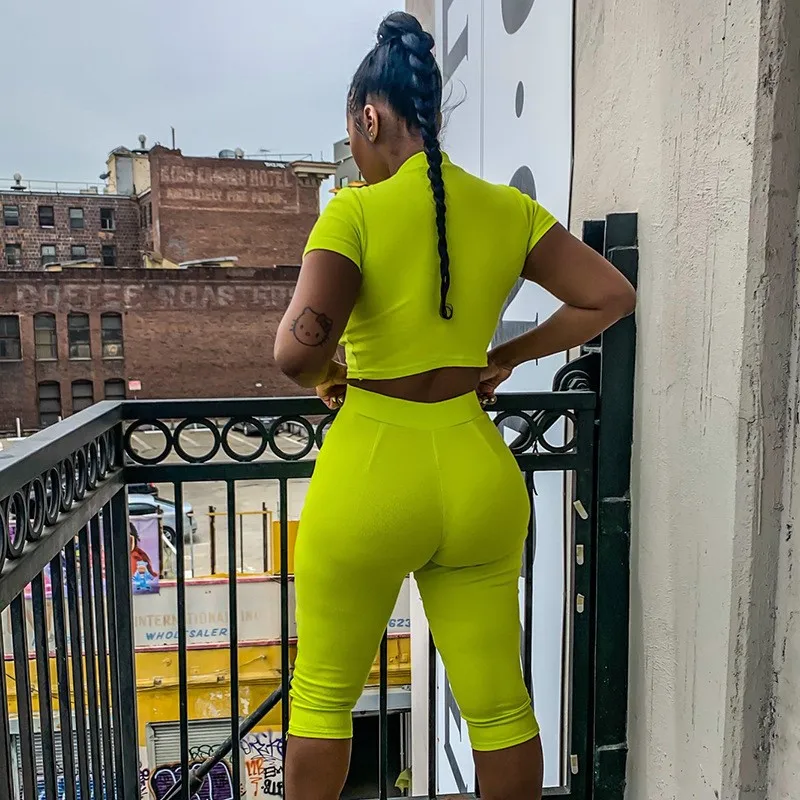 2019 однотонные обтягивающие летние комплекты для женщин жилет топ и шорты