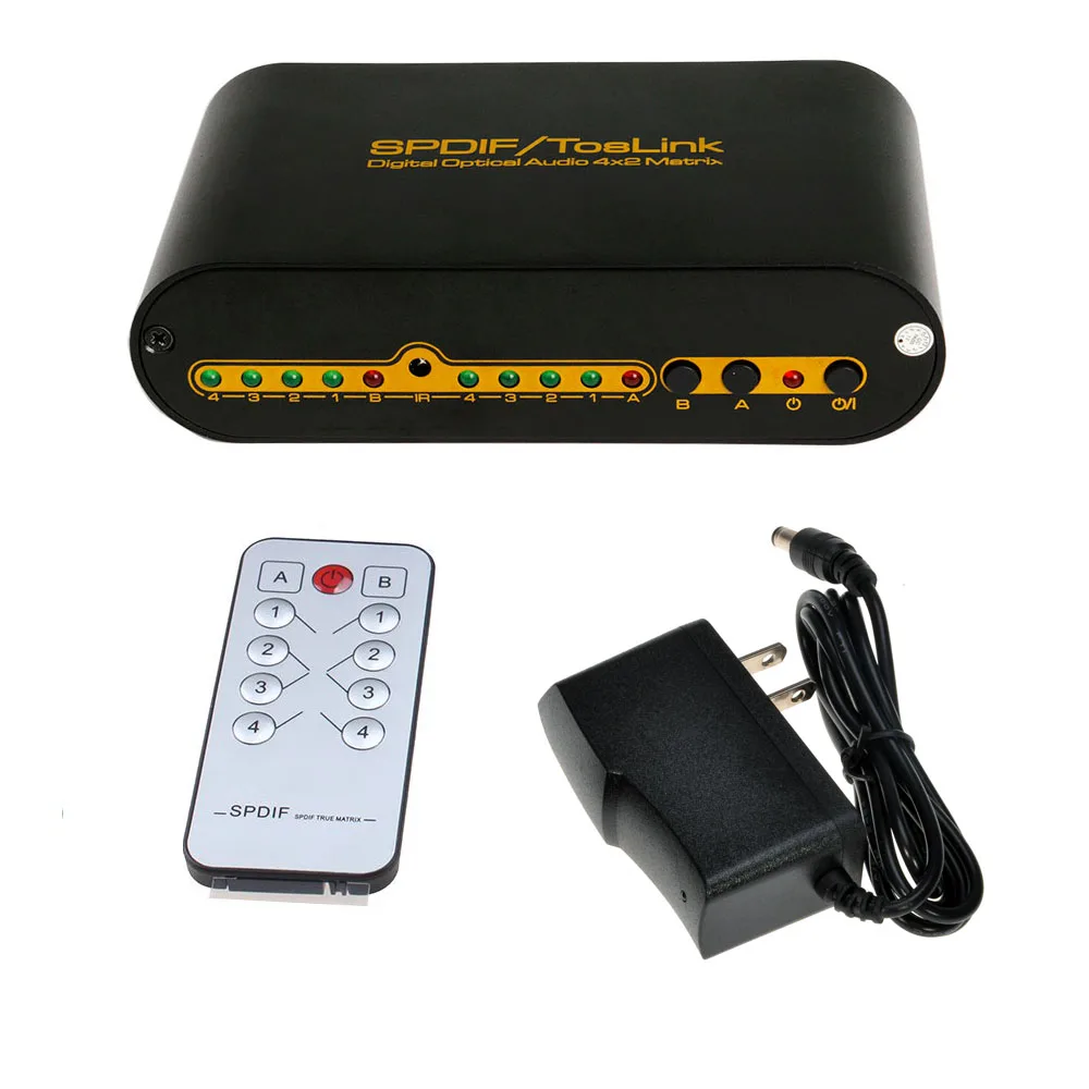 4x2 коммутатор переключатель SPDIF TOSLINK Цифровой оптический аудио для правильная