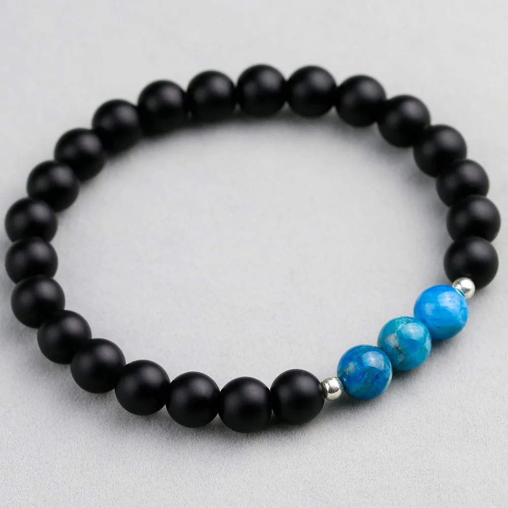 Браслет для йоги из натурального синего апатита лечебный Белый Howlite камень