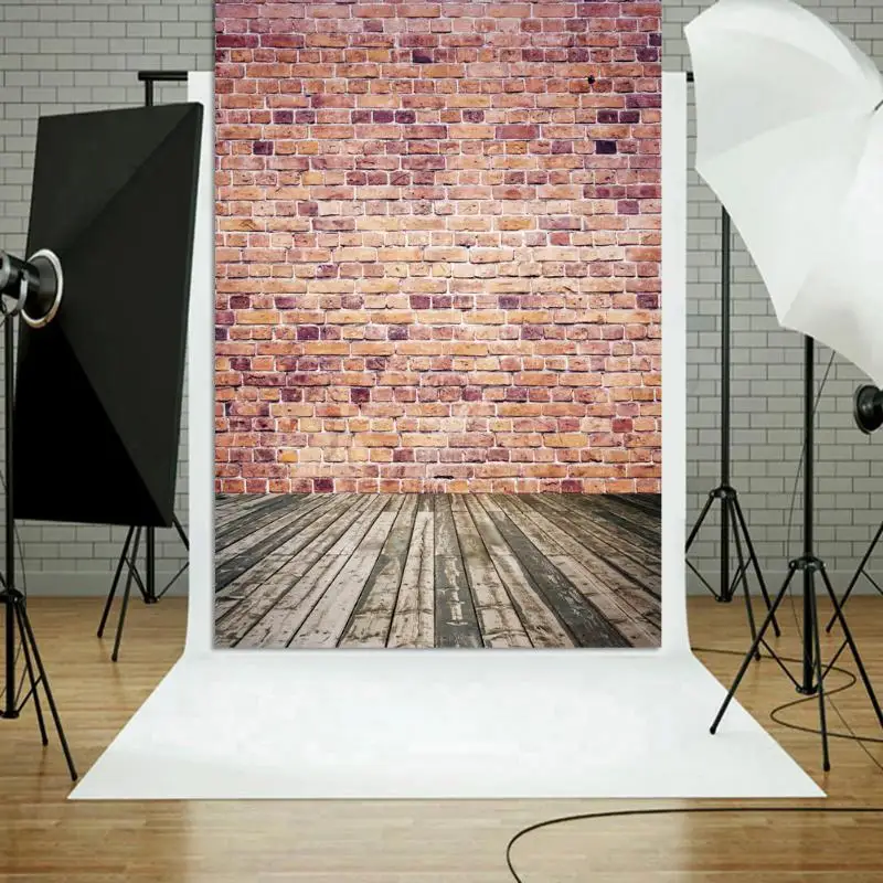 Ретро Красный кирпичный настенный фон деревянный пол фотография фоны 90*150 см