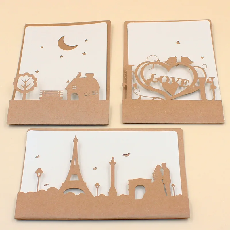 (12 шт./лот) новое поступление мультфильм открытки Винтаж полые ретро Kraft Бумага