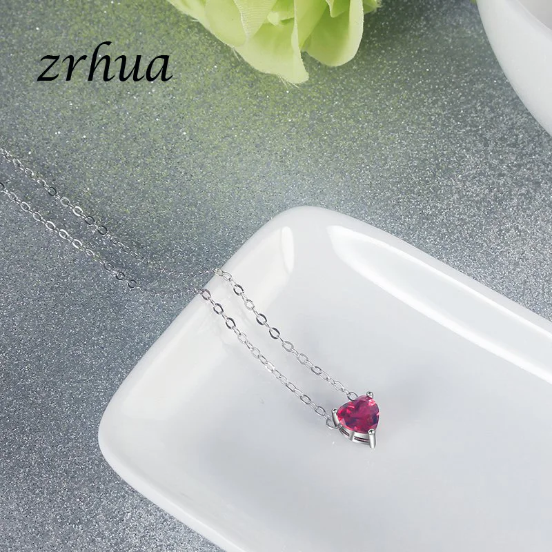 ZRHUA красное сердце прозрачный циркон ювелирные изделия для женщин высокое