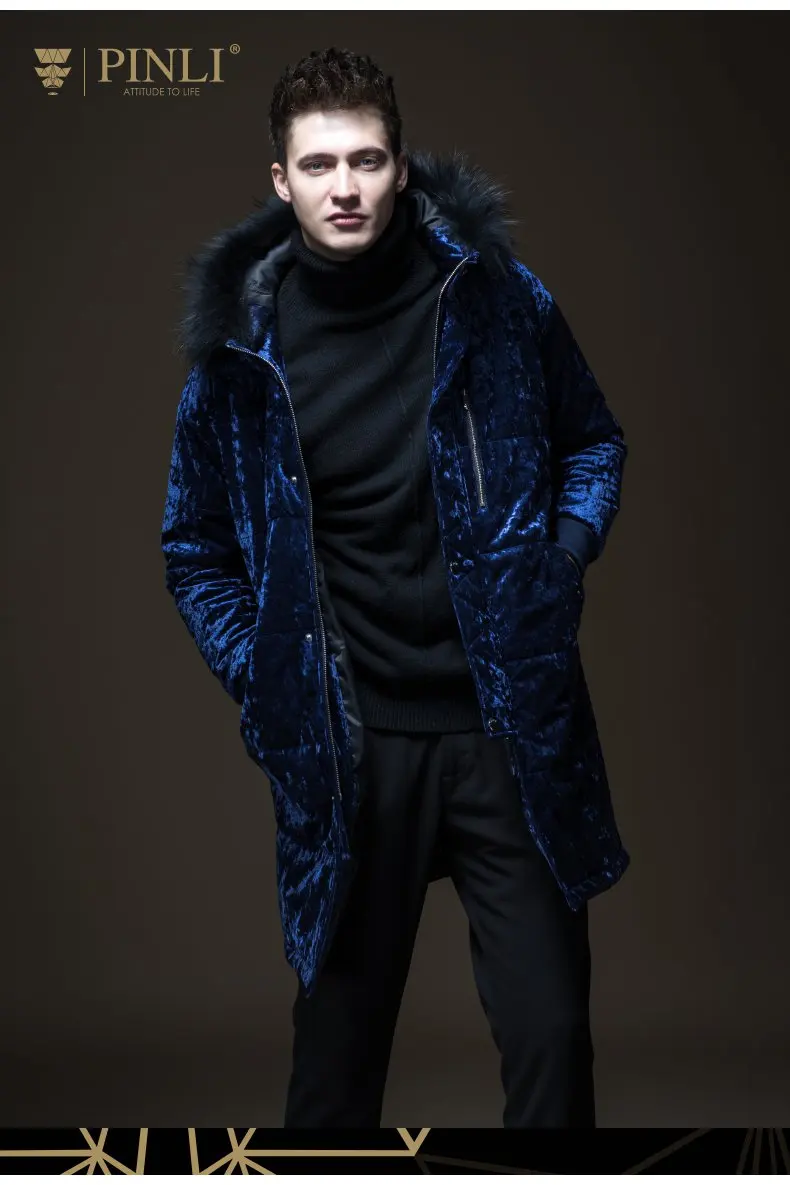 Мужские зимние куртки Chaquetas Hombre, зимние куртки для мужчин s Pinli, мужское длинное пальто из енота B183405555