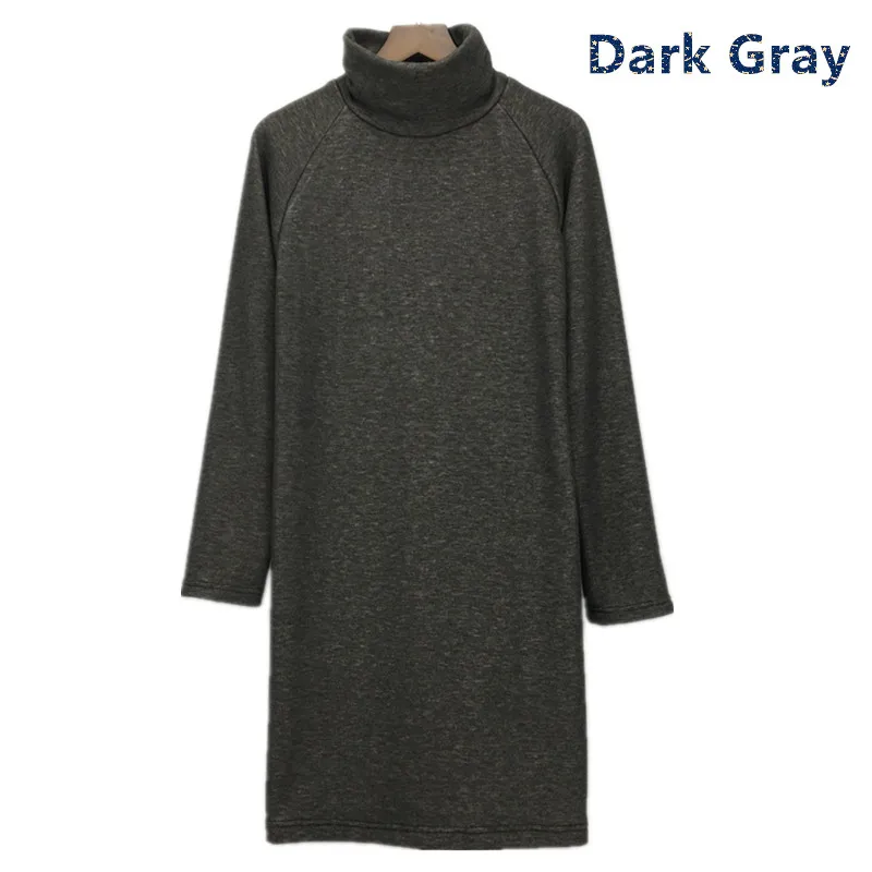 2020 зимнее женское платье с высоким воротом Осеннее утепленное длинным рукавом