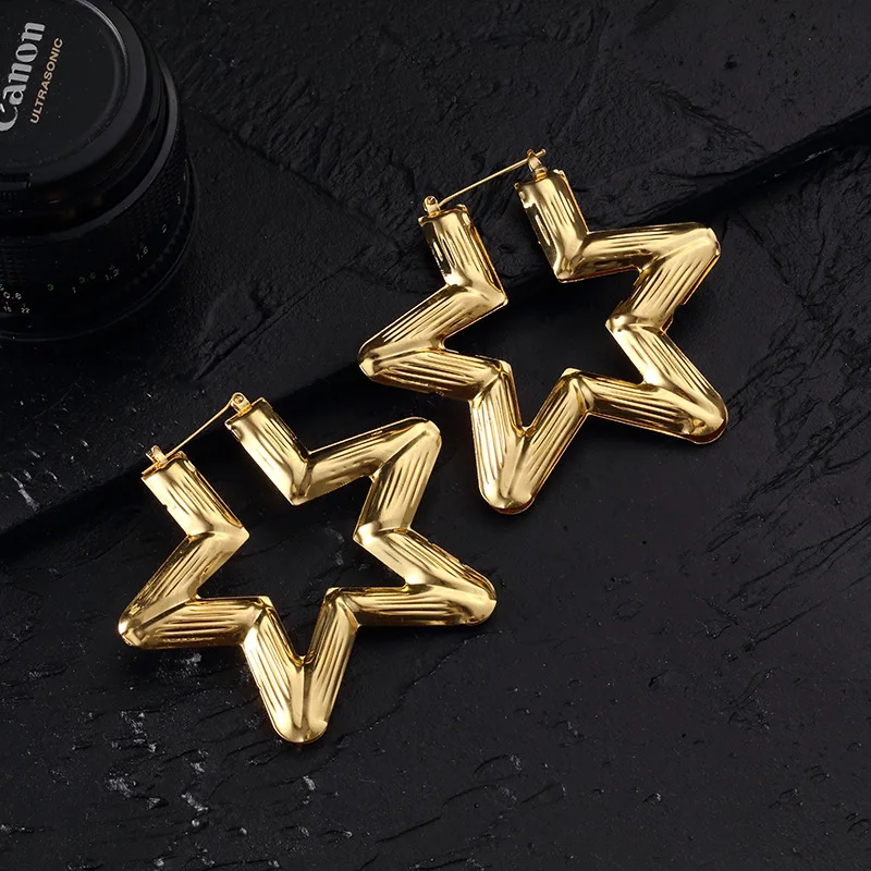 Legenstar New Limited Acrylic Hiphop Earings Oorbellen Orecchini Large Bamboo Joint Hoop Earrings Gold Color Korean Earring | Украшения и