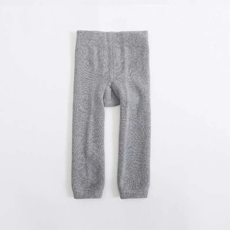 Light Gray Детские вязаные штаны; хлопковые теплые леггинсы с высокой талией и рисунком для маленьких девочек; повседневные штаны-шаровары для новорожденных мальчиков; детские колготки; одежда - Цвет: Light Gray