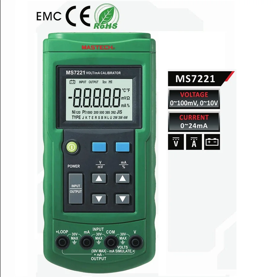 Mastech MS7221 Вольт/mA источник Напряжение ток Калибратор Метр Выход Шаг DC 0 10 В 24mA