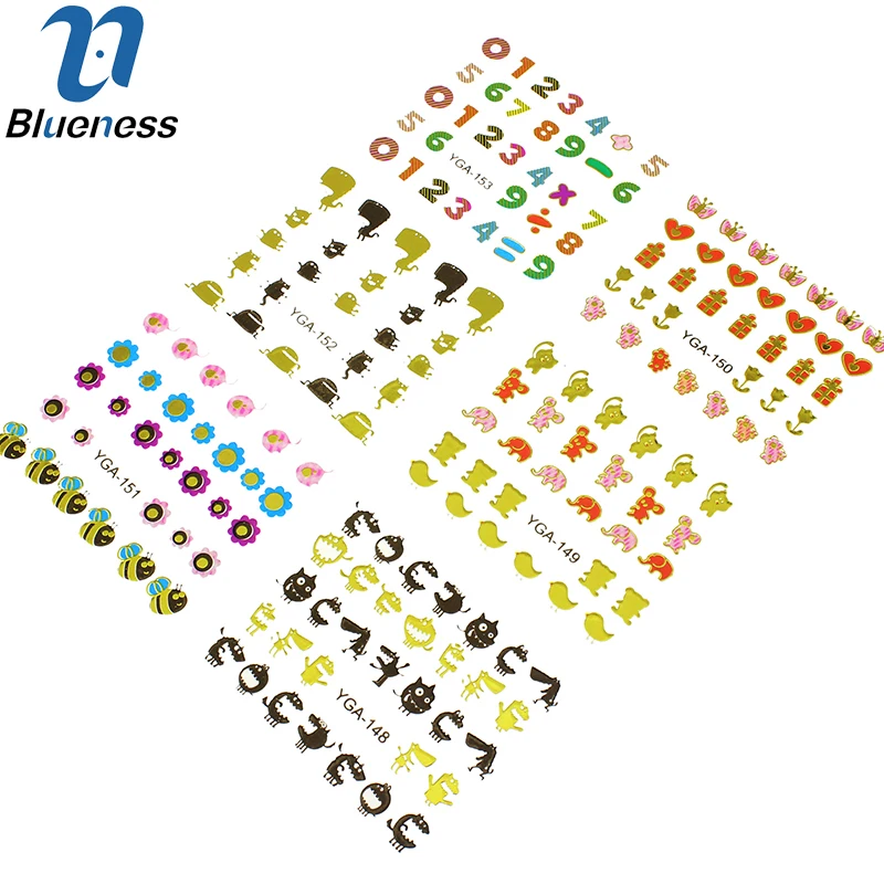 24 листа/партия цветок пчела номер монстра и т. Д. Наклейки для дизайна ногтей с