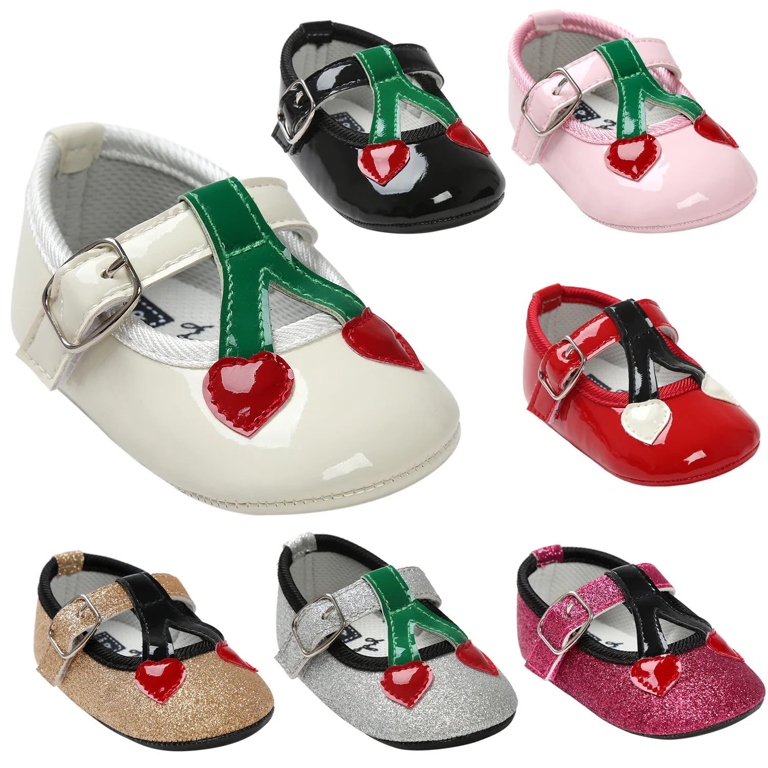 

ROMIRUS Cute Cherry Shallow Baby Princess Shoes Soft Sole Infant Girls First Walkers Zapatos de bebe Baby Moccasins Toddler