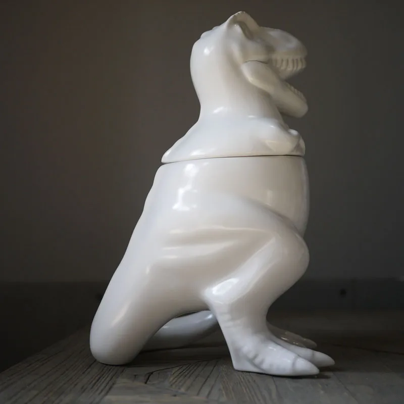 Белая керамическая креативная банка для хранения тираннозавра домашний декор