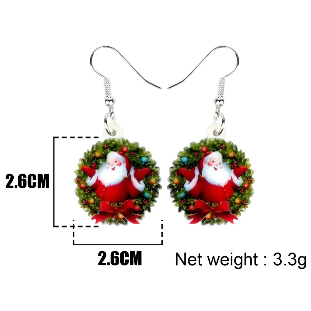Bonsny Acrylic Christmas Sweet Santa Claus Garland Earrings Drop Dangle Party Gift Jewelry For Women Girls Teens Ornaments 2018 | Украшения