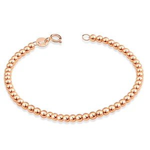 Rose gold color Sinya 18k Au750 браслет с золотыми бусинами для маленьких детей, девушек, женщин длиной от 12 см до 21 см диаметр золотых бусин 4 мм - Цвет камня: Rose gold color