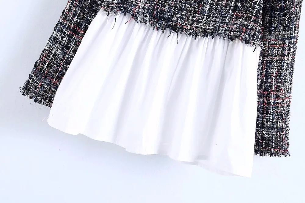 Женская твидовая блузка с длинными рукавами 2 вида цветов осень 2019 |