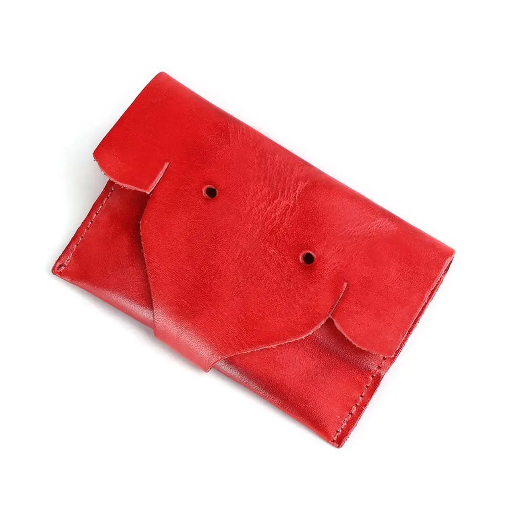 Red Joyir из натуральной кожи кошелек унисекс мини бумажник кошелек ручной работы Засов короткий кошелек кредитных и ID держатель для карт - Цвет: Red