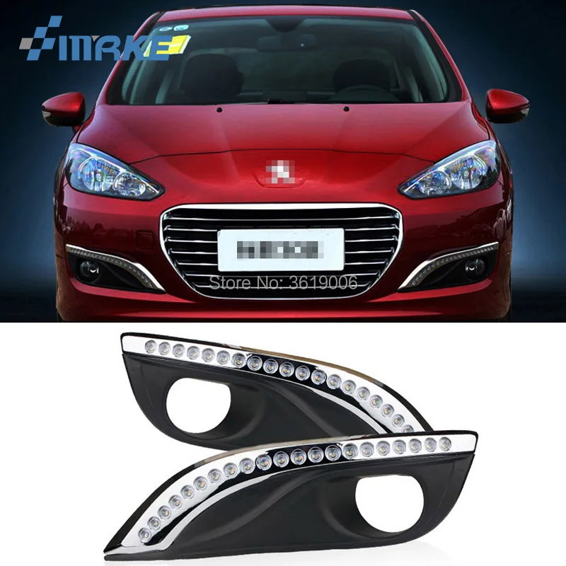 SmRKE для Peugeot 308 2012 2014 светодиодный DRL Габаритные огни белый дальнего света + желтый