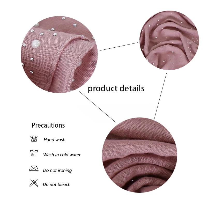 Женский простой шарф с железными бусинами хлопковые шарфы шаль серебряным