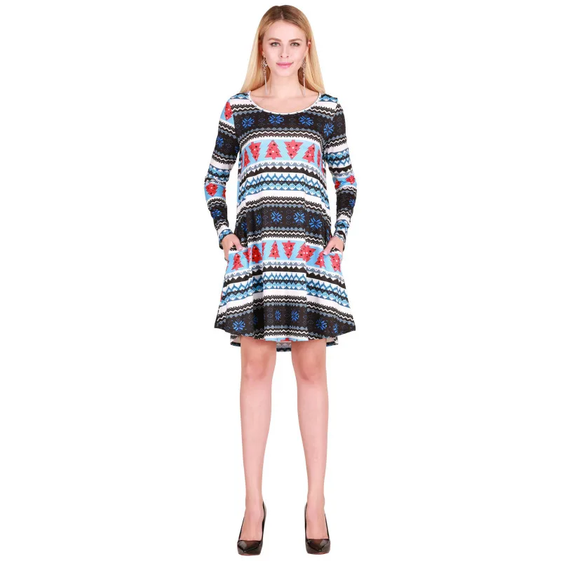 Densely dress 2017 autumn winter women christma dresses elk snowflake prints long sleeve high bifurcate bodycon party | Женская одежда