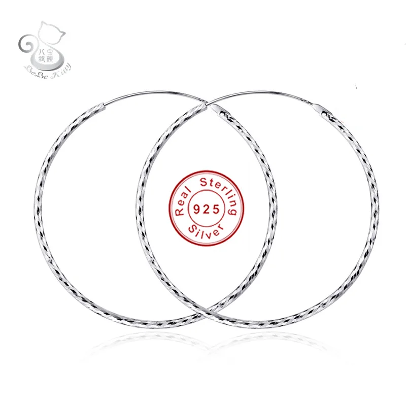 Новинка 2016 модные большие серьги кольца из стерлингового серебра 925 пробы