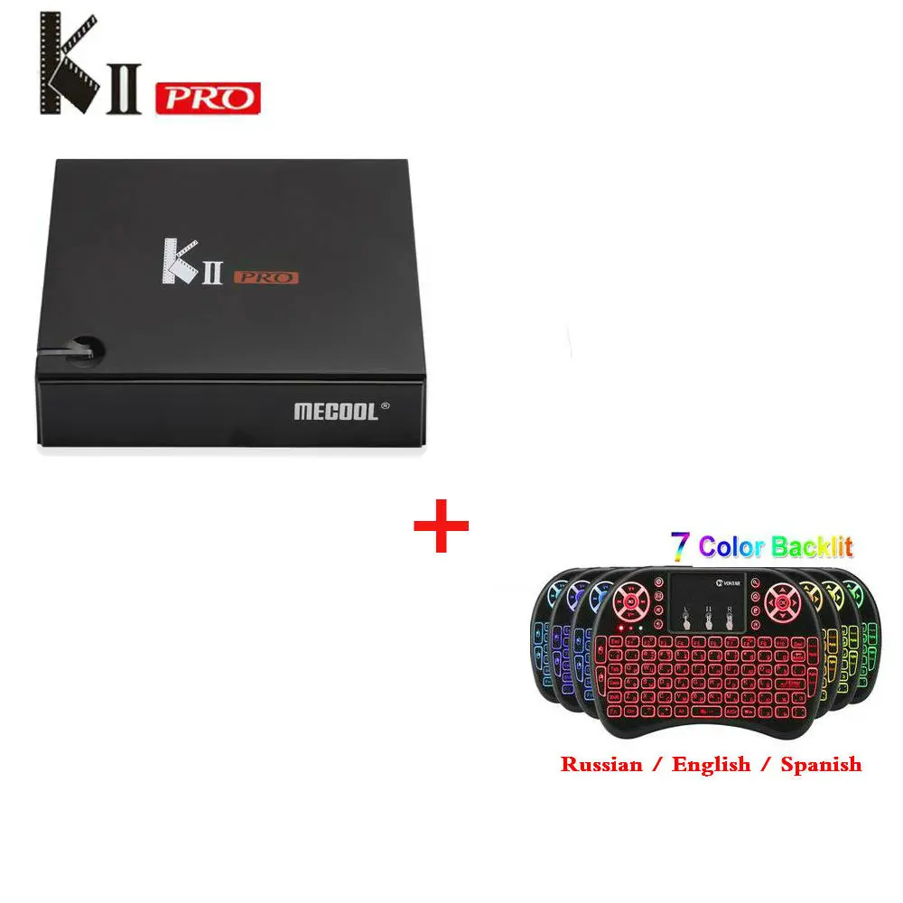 DVB-S2/T2 Mecool KII PRO Android 7,1 tv Box Amlogic S905D K2 PRO QuadCore 2G16G 4K Поддержка NEWCAMD Dual Wifi BT4.0 - Цвет: Box Backlight I8