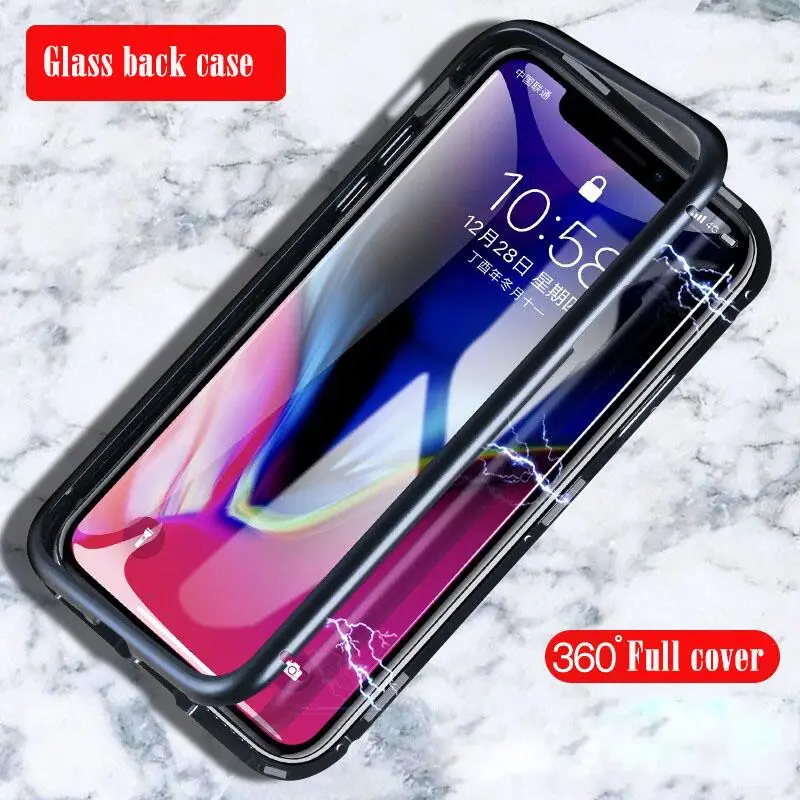 Магнитная адсорбции чехол для iPhone X 8 7 Plus закаленного Стекло 6 6s плюс металл ультра