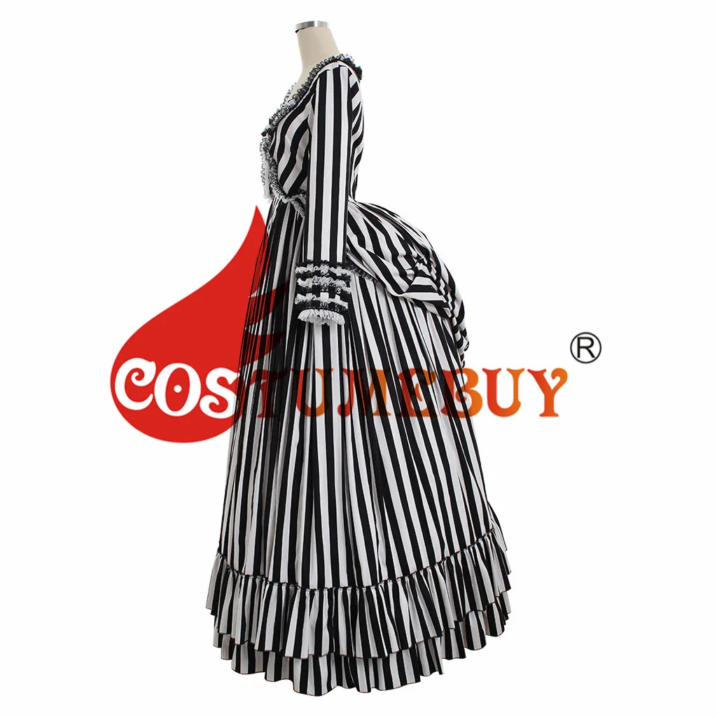 CostumeBuy сонное платье в черную и белую полоску, средневековые женские вечерние платья в полоску L920