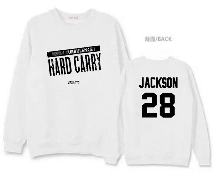 Толстовка с капюшоном Got7 тонкая надписью hard carry member круглым вырезом | Женская