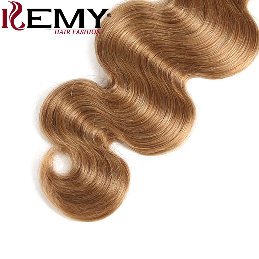 Светло-каштановые человеческие волосы пучки волос плетение kemy Hair бразильские волосы волнистые человеческие волосы в пучках 3/4 шт. Non-Remy пряди человеческих волос для наращивания волос