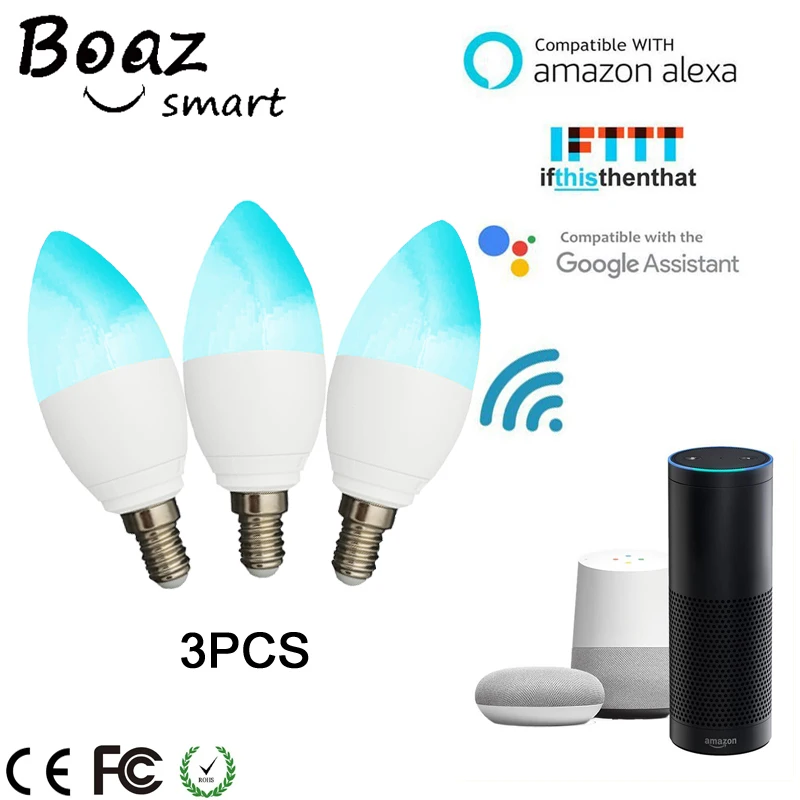BOAZ E14 умная Wifi Светодиодная лампа Tuya Smartlife пульт дистанционного управления rgbw