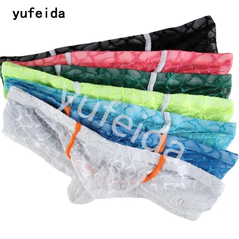 YUFEIDA 7 шт./лот сексуальные боксеры шорты нижнее белье кружевная прозрачная сетка