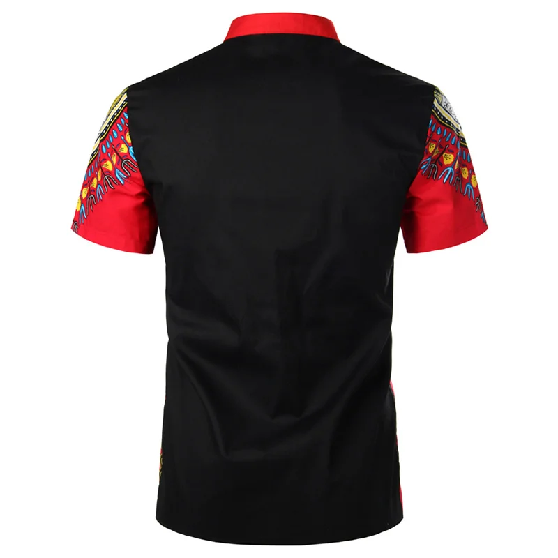Рубашка Dashiki мужская с воротником стойкой национальная сорочка коротким рукавом