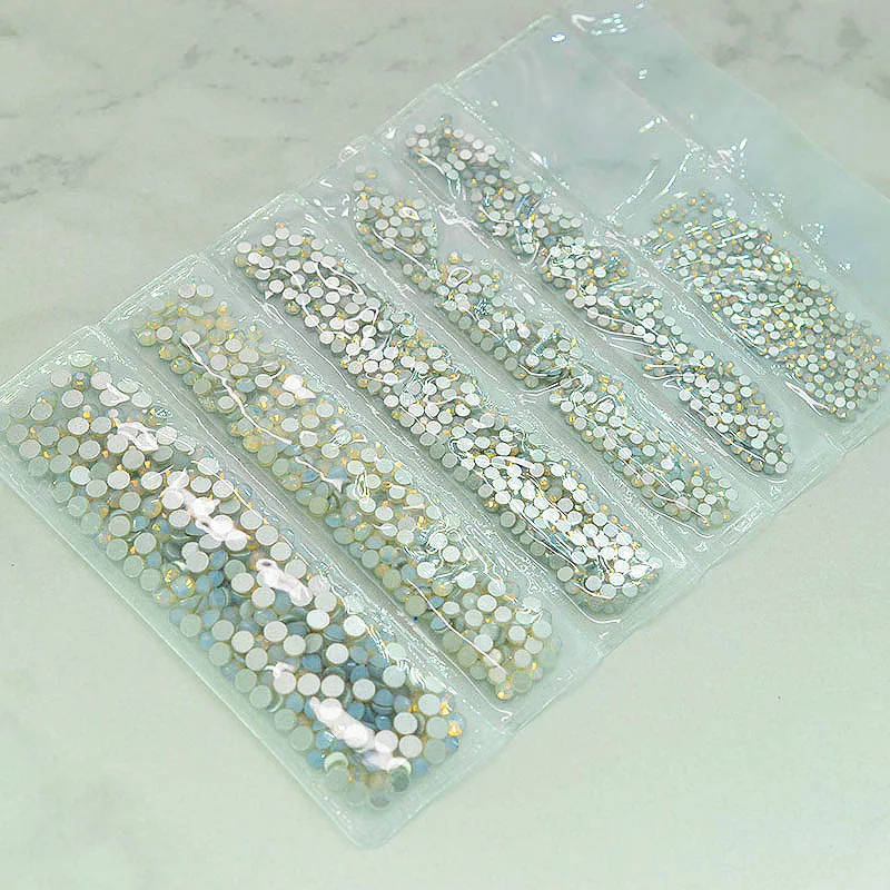 

White Opal 1728PCS/Pack Crystal Non Hotfix Flatback Rhinestones Nail Rhinestoens For Nails 3D Nail Art Decoration Gems