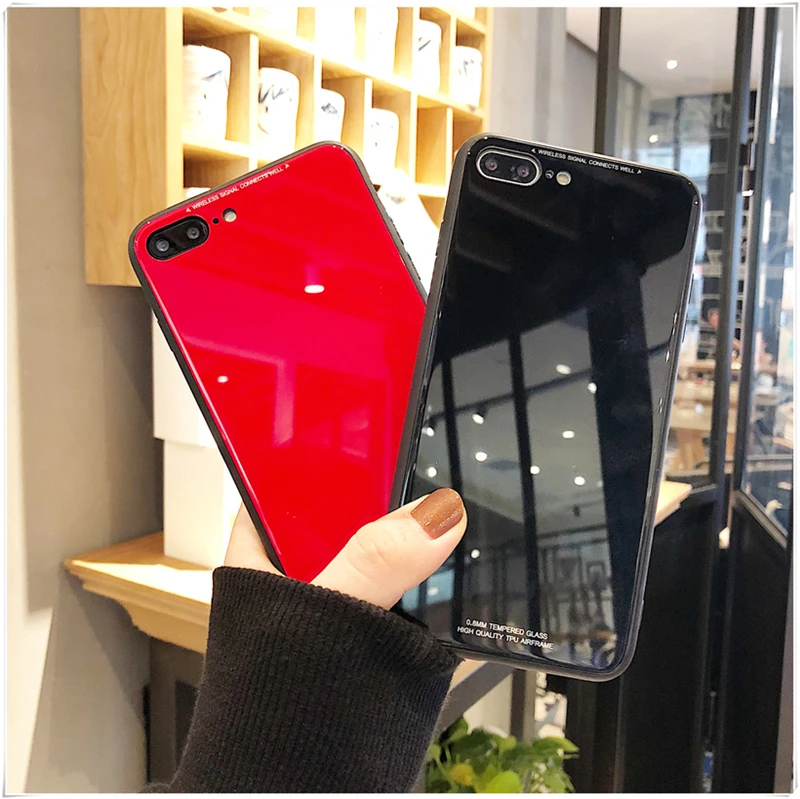 Чехол из закаленного стекла для iPhone 6 6S 7 8 Plus роскошная жесткая задняя крышка